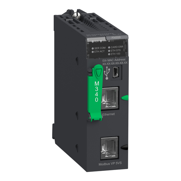 Schneider Electric BMXP342020 processor module M340, max 1024 discrete and 256 analog I/O, Modbus, Ethernet