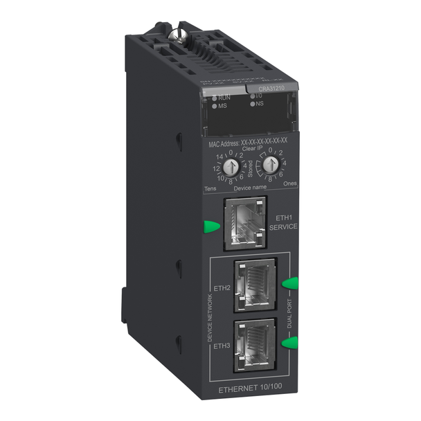 Schneider Electric BMXCRA31210 remote IO drop E/IP, Modicon X80, performance, service port, advanced features