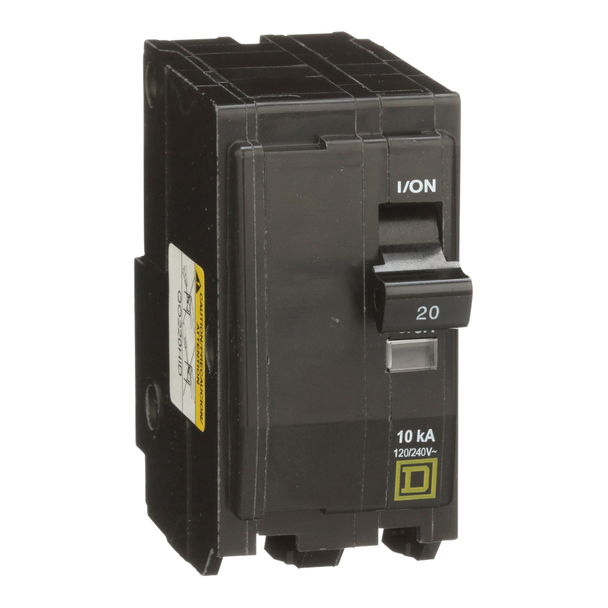 Schneider Electric QO220HID Mini circuit breaker, QO, 20A, 2 pole, 120/240VAC, 10kA, plug in, high density discharge