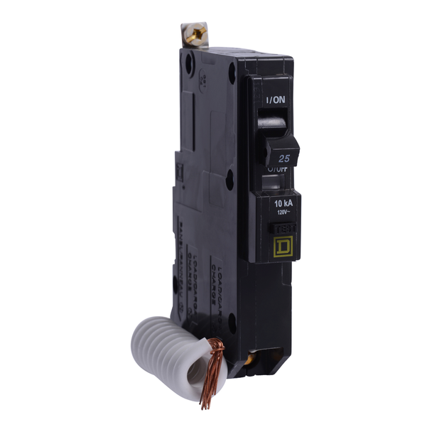 Schneider Electric QOB125EPD Mini circuit breaker, QO, 25A, 1 pole, 120VAC, 10kA, bolt on, 30mA grd fault B