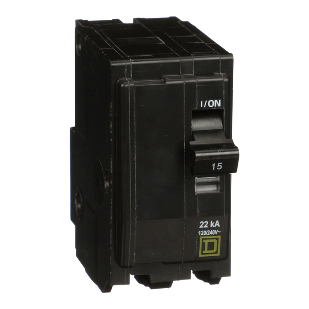 Schneider Electric QO215VH Mini circuit breaker, QO, 15A, 2 pole, 120/240VAC, 22kA, plug in