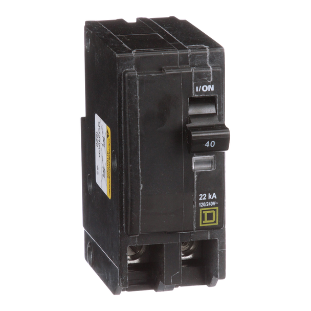 Schneider Electric QO240VH Mini circuit breaker, QO, 40A, 2 pole, 120/240VAC, 22kA, plug in