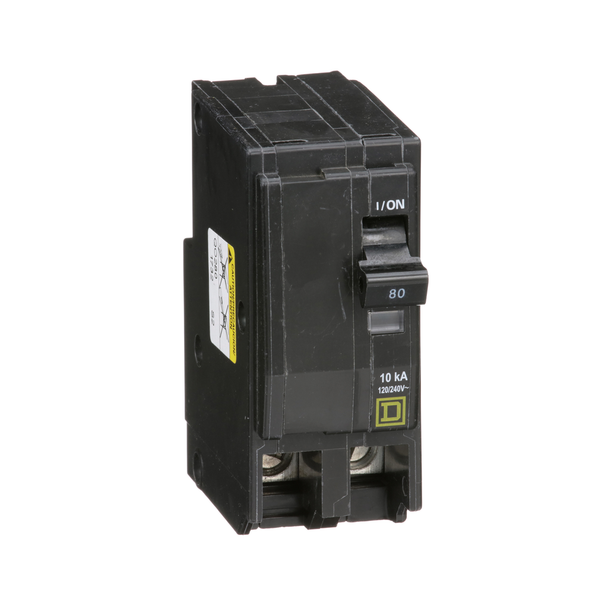 Schneider Electric QO280CP Mini circuit breaker, QO, 80A, 2 pole, 120/240VAC, 10kA, plug in, consumer pack