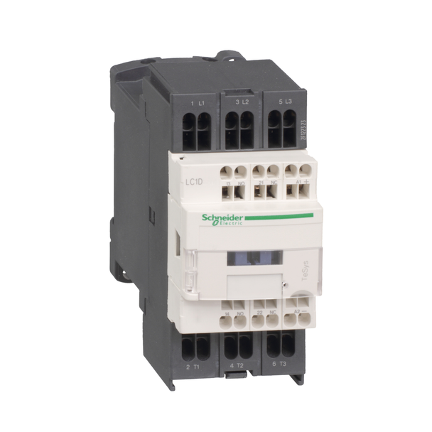 Schneider Electric LC1D123FE7 IEC contactor, TeSys D, nonreversing, 12A, 7.5HP at 480VAC, 3 phase, 3 pole, 3 NO, 115VAC 50/60Hz coil, open style