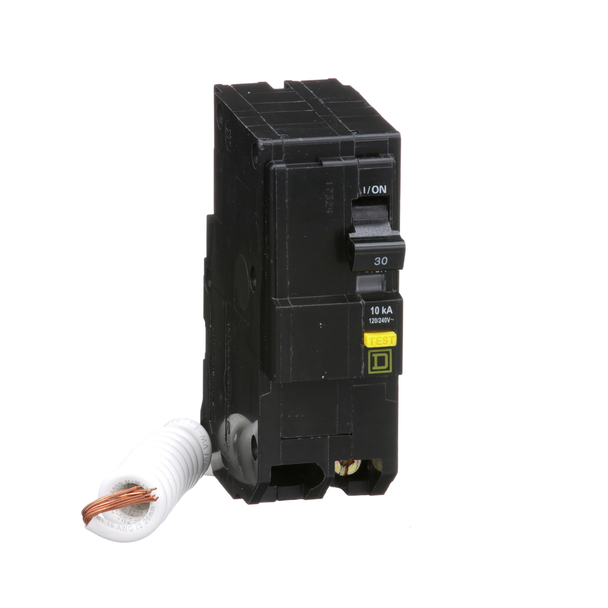 Schneider Electric QO230GFI Mini circuit breaker, QO, 30A, 2 pole, 120/240VAC, 10kA, plug in, 6mA grd fault A, pigtail