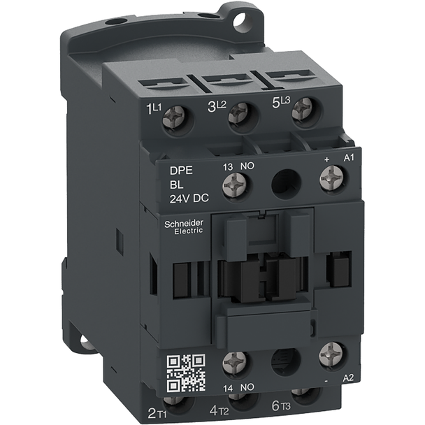 Schneider Electric DPE25BL IEC contactor,Easy TeSys DPE,nonreversing,25A,3P,10HP at 480V AC,24V DC coil