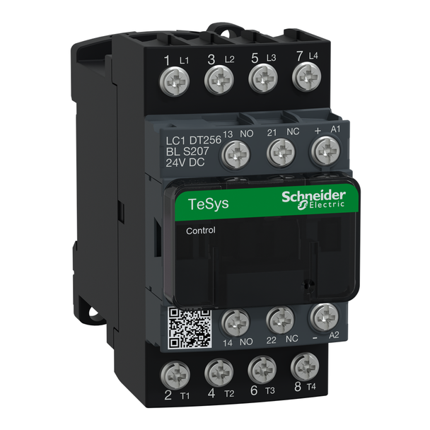 Schneider Electric LC1DT256BLS207 Contactor, TeSys Deca S207,4P(4NO),AC-1 25A , <=440V, 24V DC coil low consumption coil, lugs-ring terminal