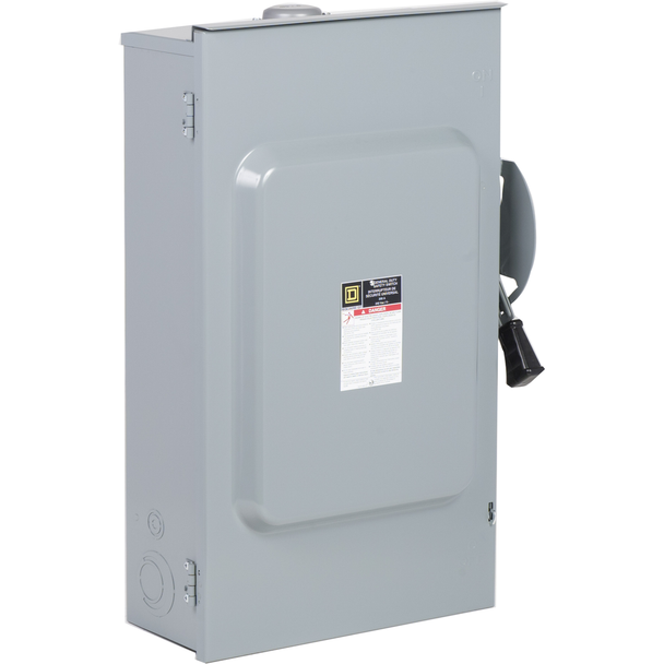 Schneider Electric CD224NRB Safety switch, general duty, fusible, 200A, 120/240VAC, 2 poles, 60HP, solid neutral, NEMA 3R with bolt on hub provision