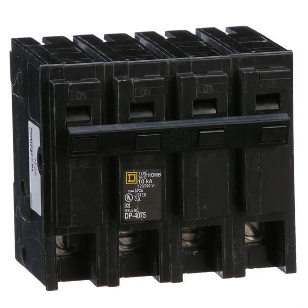 Schneider Electric HOM2150 Mini circuit breaker, Homeline, 150A, 4 pole, 120/240VAC, 10kA AIR, standard type, plug in, UL