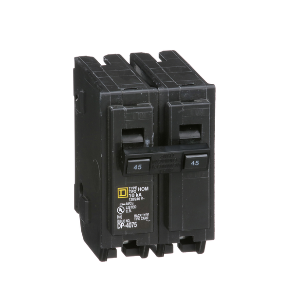 Schneider Electric HOM245CP Mini circuit breaker, Homeline, 45A, 2 pole, 120/240VAC, 10kA AIR, standard type, plug in, UL