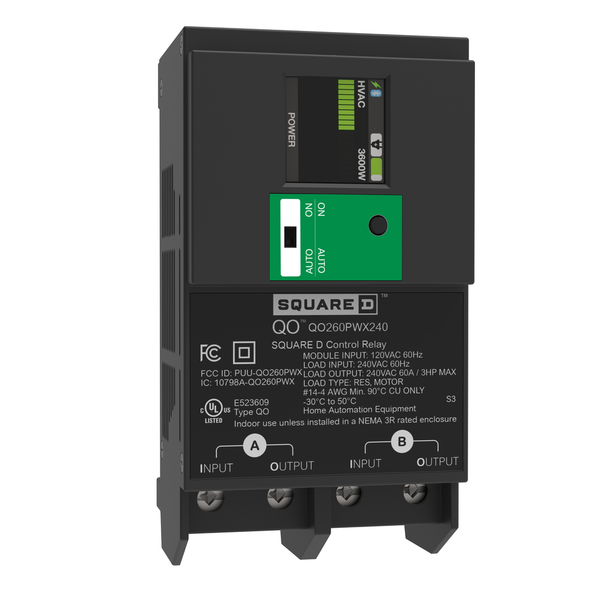 Schneider Electric QO260PWX240 Control Relay, Square D, QO, 60A (Max), 240V