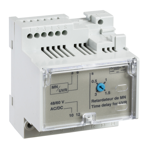 Schneider Electric 33682 MN delay unit, MasterPact NT/NW, ComPacT NS, adjustable time delay 0.5s/3s, 200/250VDC, 200/250VAC 50/60Hz, spare part