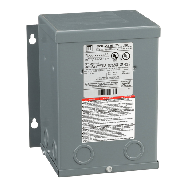 Schneider Electric 1S8F Transformer, dry type, encapsulated, 1kVA, 1 phase, 277V primary, 120/240V secondary, 7A, 115C rise