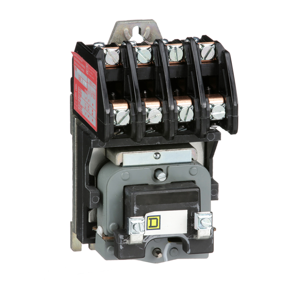 Schneider Electric 8903LO40V04 Contactor, Type L, multipole lighting, electrically held, 30A, 4 pole, 600V, 277VAC 60Hz coil, open style