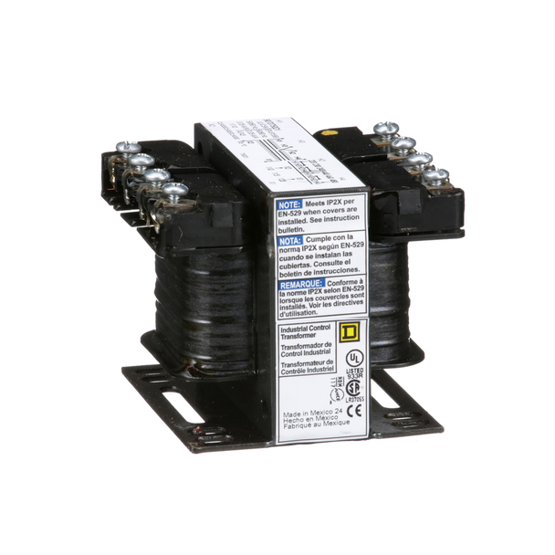 Schneider Electric 9070T50D1 Transformer, Type T, industrial control, 50VA, 1 phase, 240x480V primary, 120V secondary, 55C rise