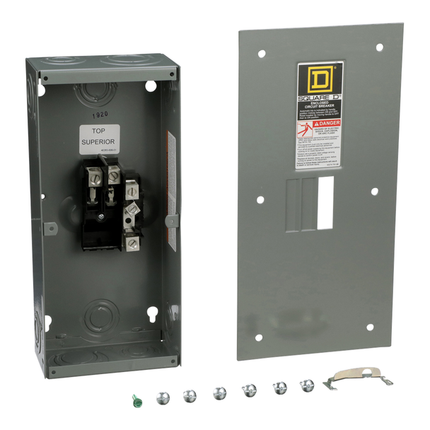 Schneider Electric QO2100BNF Circuit breaker enclosure, QO, 1 phase, 2 spaces, 100A, NEMA1, flush cover, UL