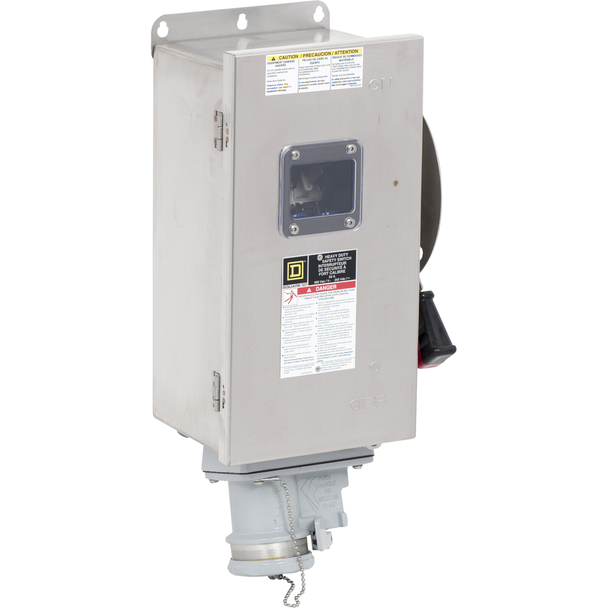 Schneider Electric CH362DSWC Safety switch, heavy duty, fusible, 60A, 600V, 3 poles, 50HP, NEMA 4, 4X, 5, 304 steel, Crouse-Hinds