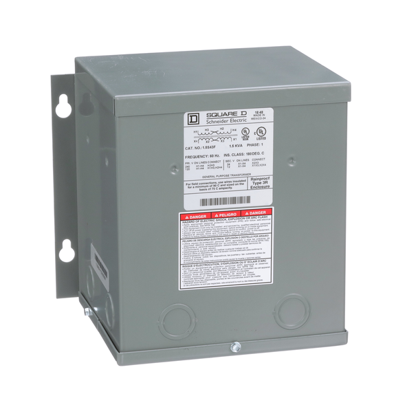 Schneider Electric 1.5S43F Transformer, buck boost, encapsulated, 1.5kVA, 1 phase, 120x240V primary, 12/24V secondary, NEMA 3R, 115C rise