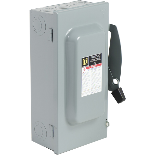 Schneider Electric CD223N Safety switch, general duty, fusible, 100A, 120/240VAC, 2 poles, 30HP, solid neutral, NEMA 1