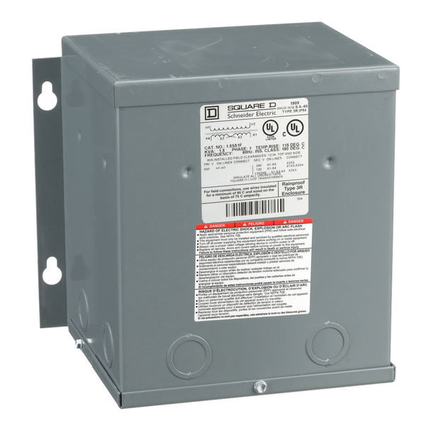 Schneider Electric 1.5S51F Transformer, dry type, encapsulated, 1.5kVA, 1 phase, 600V primary, 120/240V secondary, 8A, 115C rise