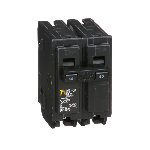 Schneider Electric HOM260CP Mini circuit breaker, Homeline, 60A, 2 pole, 120/240VAC, 10kA AIR, standard type, plug in, UL