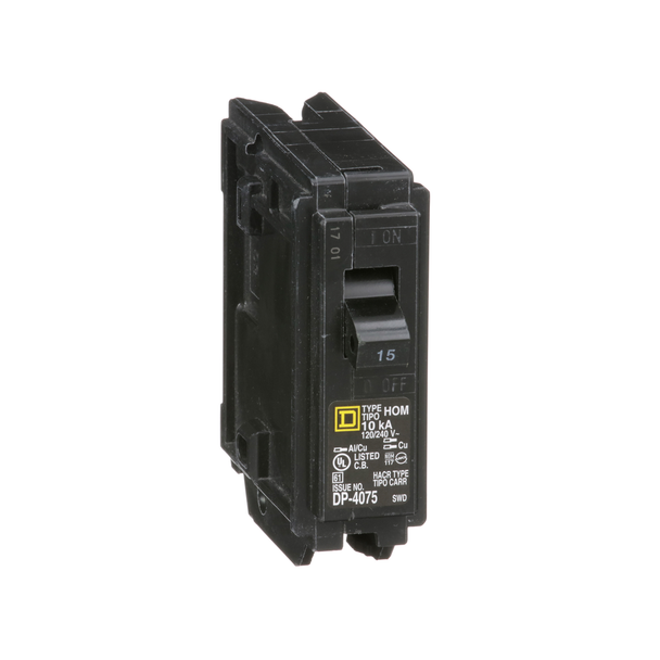 Schneider Electric HOM115CP Mini circuit breaker, Homeline, 15A, 1 pole, 120/240VAC, 10kA AIR, standard type, plug in, UL