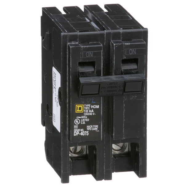 Schneider Electric HOM2110 Mini circuit breaker, Homeline, 110A, 2 pole, 120/240VAC, 10kA AIR, standard type, plug in, UL