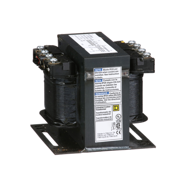 Schneider Electric 9070T200D1 Transformer, Type T, industrial control, 200VA, 1 phase, 240x480V primary, 120V secondary, 80C rise