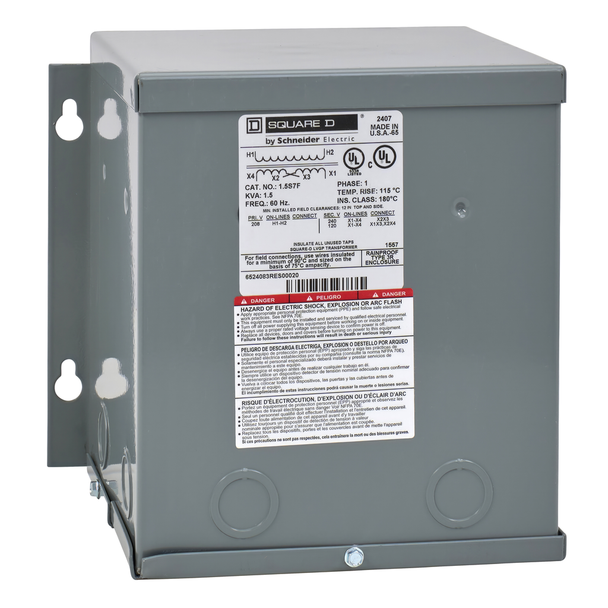 Schneider Electric 1.5S7F Transformer, dry type, encapsulated, 1.5kVA, 1 phase, 208V primary, 120/240V secondary, 8A, 115C rise