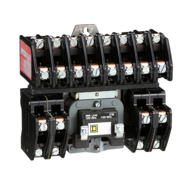 Schneider Electric 8903LO1200V02 Contactor, Type L, multipole lighting, electrically held, 30A, 12 pole, 600V, 110/120VAC 50/60Hz coil, open style