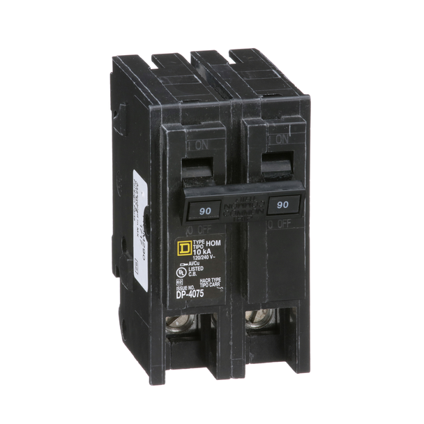 Schneider Electric HOM290CP Mini circuit breaker, Homeline, 90A, 2 pole, 120/240VAC, 10kA AIR, standard type, plug in, UL