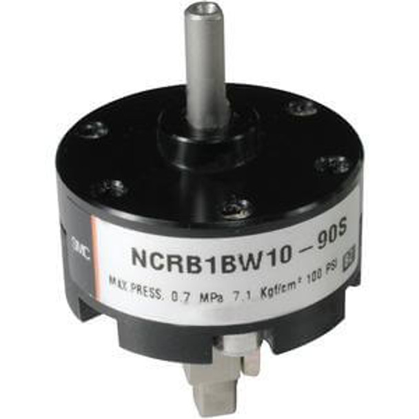<h2>NC(D)RB1*W10~30, Rotary Actuator, Vane Style</h2><p><h3>The NCRB single vane, double shaft style rotary actuator is available in 7 sizes (10-30mm). Rotation angles of up to 270  is possible for the entire series. The NCRB series offers smooth, step-free operation and long life expectancies in rugged service applications. Optional auto switches are available.<br>- </h3>- Light weight and compact size<br>- High reliability and long life<br>- Mountable with auto switch<br>- 2 porting variations (top and side)<br>- Ball bearing supported shaft<br>- <p><a href="https://content2.smcetech.com/pdf/NCRB.pdf" target="_blank">Series Catalog</a>