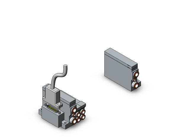 <h2>VV5Q21-F, 2000 Series, Base Mounted Manifold, Plug-in, D-sub Connector</h2><p><h3>VQ valves are ideal for applications requiring high speed, frequent operation, stable response time and long service life. Innovative mounting methods allow valves to be changed without entirely disassembling the manifold. Built-in one-touch fittings save piping time and labor.<br>- </h3>- Base mounted, plug-in type manifold for VQ2*0* valve<br>- D-sub connector (25 pin standard, 15 pin option)<br>- Top or side receptacle position<br>- Maximum 24 stations available as standard<br>- 12 port sizes available<br>- Optional DIN rail mount<br>- <p><a href="https://content2.smcetech.com/pdf/VQ.pdf" target="_blank">Series Catalog</a>