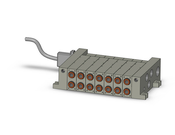 <h2>VV5Q41-F, 4000 Series, Base Mounted Manifold, Plug-in, D-sub Connector</h2><p><h3>VQ valves are ideal for applications requiring high speed, frequent operation, stable response time and long service life. Innovative mounting methods allow valves to be changed without entirely disassembling the manifold. Built-in one-touch fittings save piping time and labor.<br>- </h3>- Base mounted plug-in manifold for VQ4*0* valve<br>- D-sub connector, 25 pin<br>- D or U side receptacle position<br>- Maximum 16 stations available as standard<br>- 12 port sizes available<br>- Many options available<br>- <p><a href="https://content2.smcetech.com/pdf/VQ4000.pdf" target="_blank">Series Catalog</a>