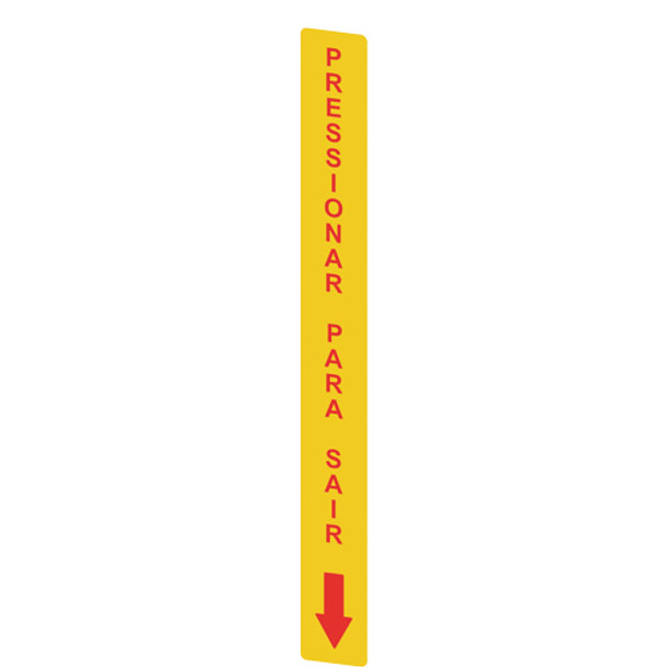 Pizzato VF AP-A1AGR09 Yellow adhesive in PC, rectangular 300x32 mm, red writing "PRESSIONAR PARA SAIR"