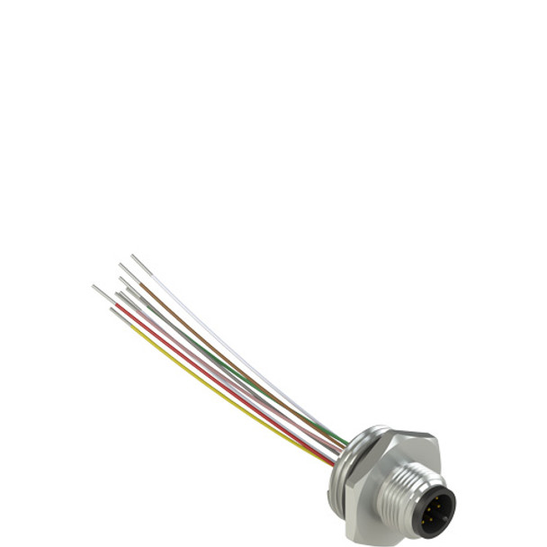 Pizzato VF CNM8MM M12 metallic male wired connector, 8 poles, for M20x1,5 threads