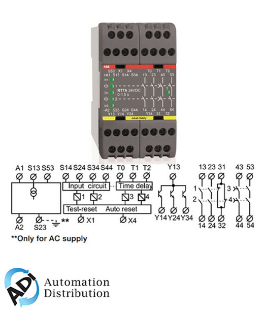 ABB 2TLA010028R1000 rt7 b 24dc safety relay 3 s