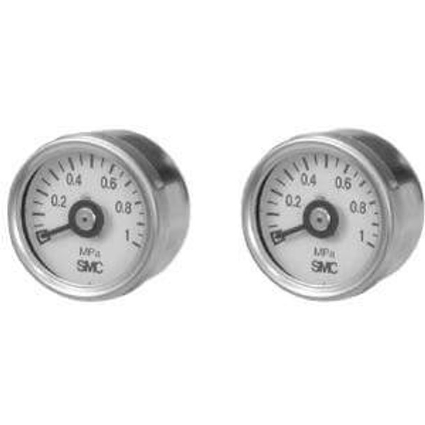 <h2>G(A)33, Pressure Gauge for General Purpose (O.D. 30)</h2><p><h3>SMC offers a variety of pressure gauges including general purpose, oil-free/external parts copper-free with limit indicator, clean series and a pressure gauge with a pressure switch.  Pressure ranges vary from 0 to 1.5MPa, depending on the selected gauge. </h3>- General purpose pressure gauge<br>- Back side or vertical side thread<br>- Pressure range: 0 to 1.0MPa<br>- Indication precision:  3% F.S. (full span)<p><a href="https://content2.smcetech.com/pdf/G.pdf" target="_blank">Series Catalog</a>