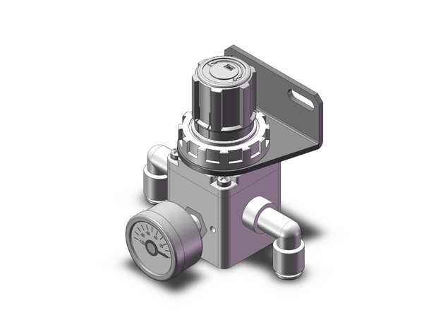 <h2>IRV10/20, Vacuum Regulator</h2><p><h3>The IRV series vacuum regulator is a more compact size and has an expanded range. Thread sizes available include Rc(PT), NPT and G(PF).  The new and improved IRV10/20 series offers single sided connections for ease of installation and panel mounting. Built-in one-touch fittings include 6, 8, and 10mm and also 1/4 , 5/16 , and 3/8  for both fitting types elbow or straight. </h3>- Single sided connections series<br>- Mass reduced by 20%<br>- Max. flow 140  L/min (ANR) and 240 L/min (ANR)<br>- Integrated digital pressure switch for panel mounting<br>- Built-in one-touch fittings<p><a href="https://content2.smcetech.com/pdf/IRV10_20.pdf" target="_blank">Series Catalog</a>