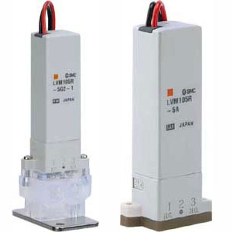 SMC LVM10R3-5G2U-Q LVM10/100 Series Direct Operated Rocker Type Compact Direct Operated 2/3 Port Solenoid Valve For Chemical Liquids Base Mounted