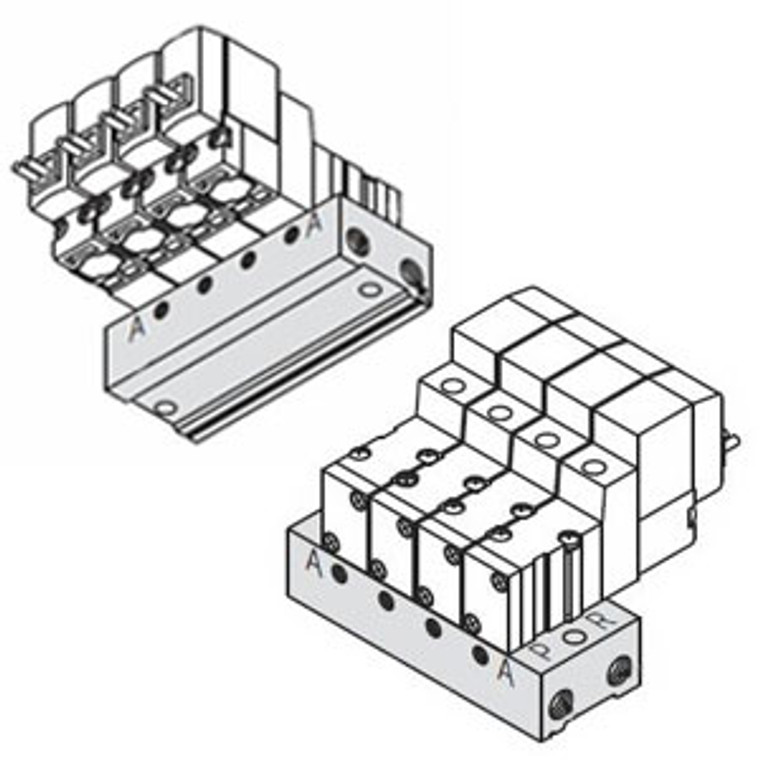 SMC SS3YJ3-S41-08-M3 SYJ300 Series 3 Port Solenoid Valve Rubber Seal Manifold For Lnternal Pilot Type 41