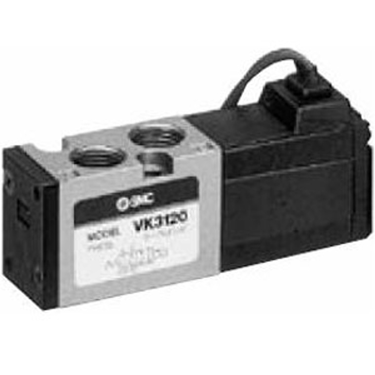 SMC VK3120-3DZ-01T-F VK3000 Series 5 Port Solenoid Valve Direct Operated Poppet Type Rubber Seal Body Ported