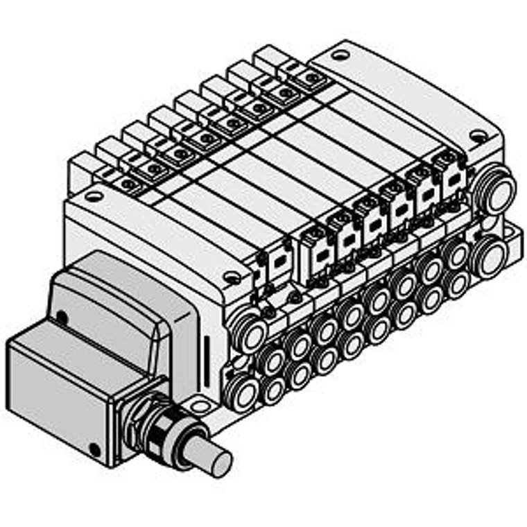 SMC VV5QC21-04N7LD1-S VQC2000 Series 5 Port Solenoid Valve Base Mounted Plug-in Unit L Kit (Lead wire) Manifold IP67 Compliant