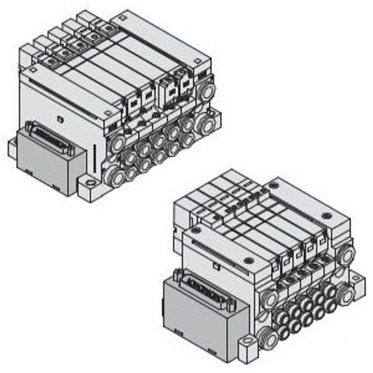 SMC VV5Q21-07C8FU0-N VQ1000/2000 Series 5 Port Solenoid Valve Plug-In Unit Base Mounted D-Sub Connector