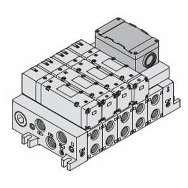 SMC VV5Q51-0304TTU-W VQ5000 Series 5 Port Solenoid Valve Plug-In Unit Base Mounted T Terminal Block Box Kit