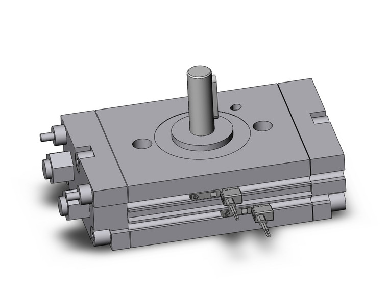<h2>C(D)RQ2B, Compact Rotary Actuator, Rack &amp; Pinion</h2><p><h3>The CRQ2 series is a compact rotary, rack and pinion style actuator. Single and double shaft types are available in all sizes (10~40mm). The CRQ2 uses internal cushioning and the body can be used as a flange. The use of a double piston eliminates backlash. Auto switches are available.<br>- </h3>- Low profile<br>- Both single shaft and double shaft are available in all sizes<br>- 2 auto switches are mountable on the same side<br>- Rotating angle adjusting range: 350  to 370 <br>- Options include magnet, shaft type, port thread style, and air cushion<p><a href="https://content2.smcetech.com/pdf/CRQ2.pdf" target="_blank">Series Catalog</a>