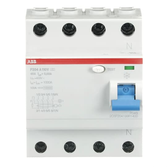 ABB F204A-40/0.03 110V RCCB - Advanced Earth Fault Protection for Residential, Commercial, and Industrial Applications
