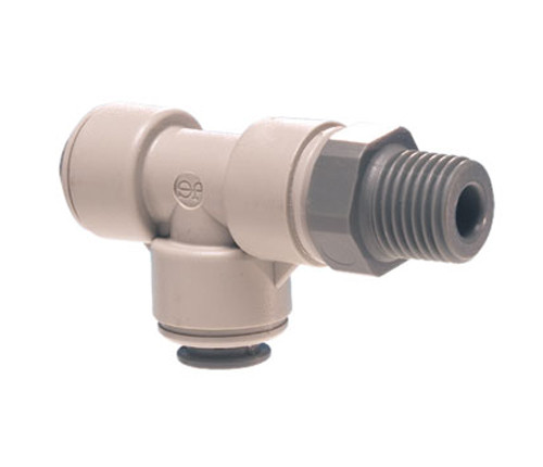 John Guest PI110821S Gray Acetal Swivel Male Run Tee 1/4 x 1/8 NPTF Bag of 10