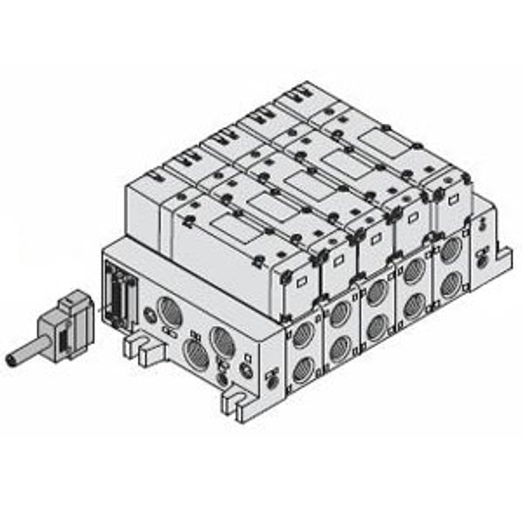 SMC VV5Q51-0304NFD3-Q VQ5000 Series 5 Port Solenoid Valve Plug-In Unit Base Mounted D-Sub Connector Kit