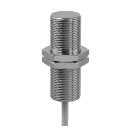 Baumer IFRM 18N17A3/L (11078671) | NPN NO Inductive Proximity Sensor, 18mm Quasi-Flush, 8mm Range, 2m Cable, 50mm Body, Brass, IP67